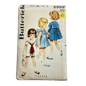 Butterick 2959 Vintage Sewing Pattern Girls' Sailor Dress Size 1 Uncut